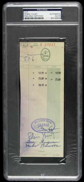 1970s Robin Yount Milwaukee Brewers Signed Meal Ticket - PSA Encapsulated
