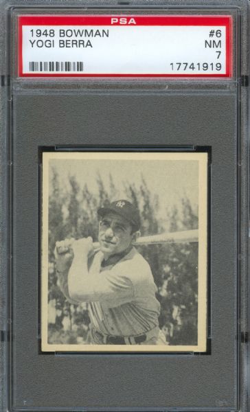 1948 Bowman Yankees Yogi Berra Rookie #6 PSA NM 7