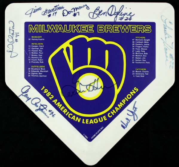 1982 Milwaukee Brewers Multi Signed Plate w/ 8 Sigs. - JSA