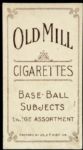 1909 - 11 T206 Joe Tinker Chicago Cubs Bat on Shoulder Old Mill Back Card 