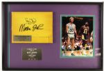 1990s Magic Johnson Los Angeles Lakers & Larry Bird Boston Celtics Signed Framed Display 1/10 - JSA 