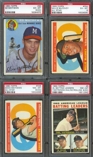 Large PSA Graded Collection (100) Including Many Stars & Hall Of Famers