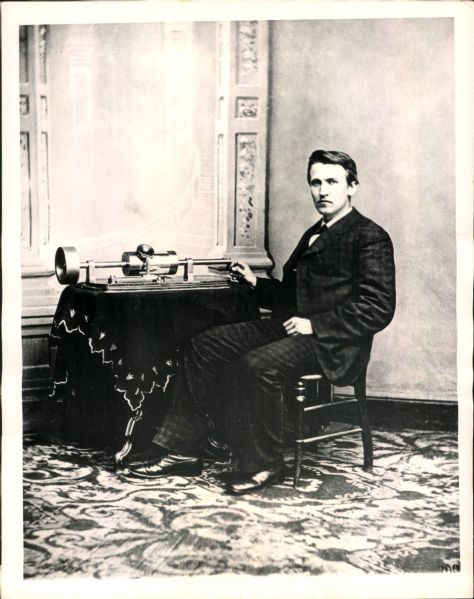 1877 Modern Print Thomas Edison "The Sporting News Collection Archives" Original 7" x 9" Photo (Sporting News Collection Hologram/MEARS Photo LOA)