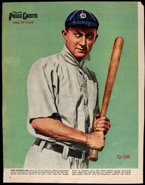 Ty Cobb Detroit Tigers Police Gazette Magazine Paper - 11" x 14"