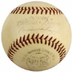 1955-57 Foster Castleman New York Giants Home Run ONL (Giles) Baseball - From Former Cubs Bat Boy - MEARS LOA 