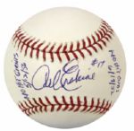 1950s Carl Erskine Brooklyn Dodgers Single Signed OML (Selig) Baseball With No-Hit Inscriptions - JSA