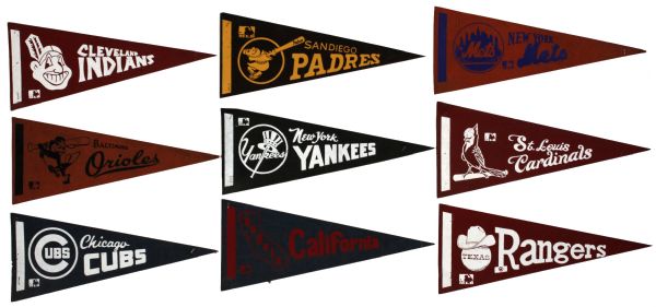 1950s-70 Baseball Pennants - Collection of 