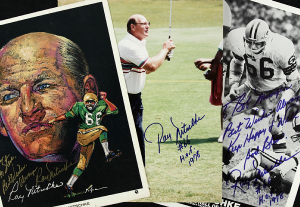 1970s-90s Ray Nitschke Green Bay Packers Signed Photo - Lot of 3 - JSA 