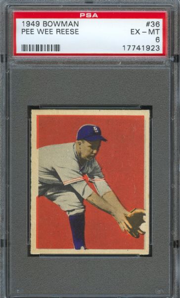 1949 Bowman Dodgers Pee Wee Reese #36 PSA EX-MT 6