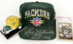 1990s Ray Nitschke Green Bay Packers Signed Cap Card & Helmet Car - JSA
