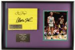 1995  Magic Johnson Los Angeles Lakers & Larry Bird Boston Celtics Signed Framed Display 1/10 - JSA