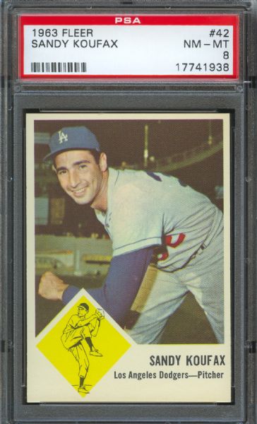 1963 Fleer Dodgers Sandy Koufax #42 PSA NM-MT 8