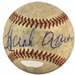 1954-65 Hank Aaron Milwaukee Braves ONL (Giles) Signed Game Used Baseball - MEARS LOA & Steiner Hologram