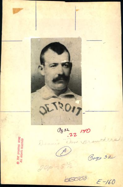 1886-88 circa Dan Brouthers Detroit Wolverines "The Sporting News Collection Archives" Original 2.5" x 4.5" Photo (Sporting News Collection Hologram/MEARS Photo LOA)