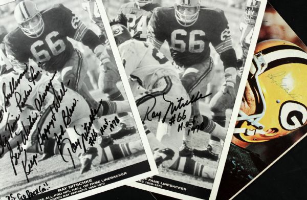 1970s-96 Ray Nitschke Green Bay Packers Signed 8" x 10" - Lot of 3 With One Vintage Penning - JSA