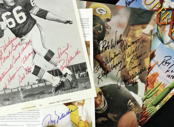 1970s-90s Ray Nitschke Green Bay Packers Signed Photo & Super Bowl Program Also Signed by Franco Harris - Lot of 4 - JSA 