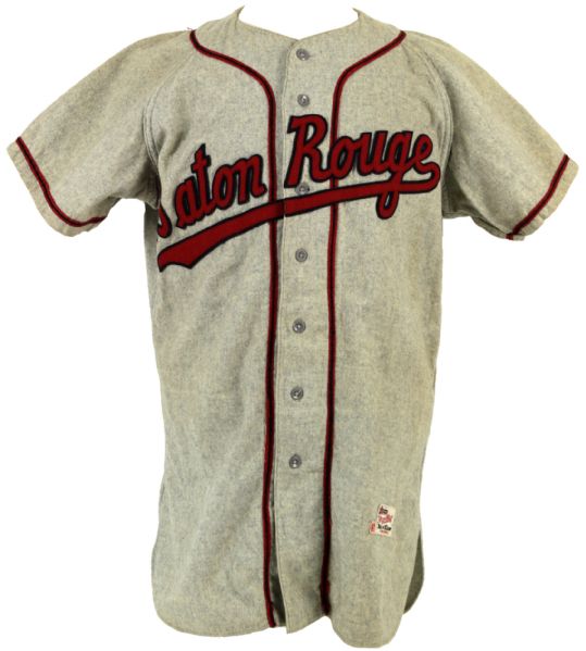 1954-61 Baton Rouge Rebels Game Worn Minor League Flannel/Wool  Jersey & Pants - MEARS LOA 