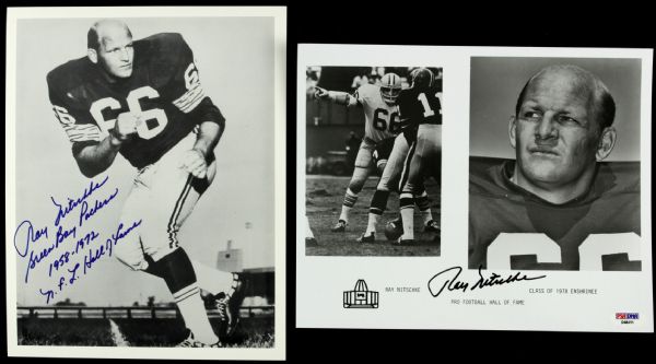 Ray Nitschke Green Bay Packers Signed 8" x 10" Photo - Lot of 2 - PSA