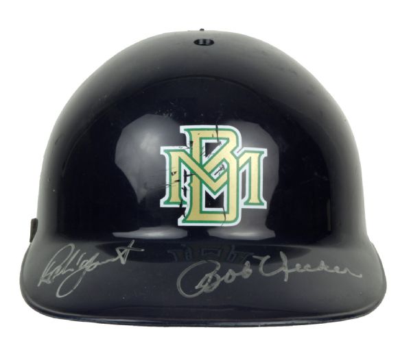 Robin Yount & Bob Uecker Milwaukee Brewers Signed Batting Helmet - JSA