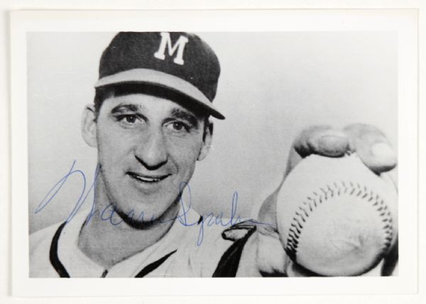 1950s Warren Spahn Milwaukee Braves Signed 3.5" x 5" Photo (JSA)