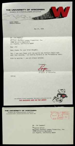 1979 Elroy "Crazylegs" Hirsch Wisconsin Badgers Signed Letter - MEARS 
