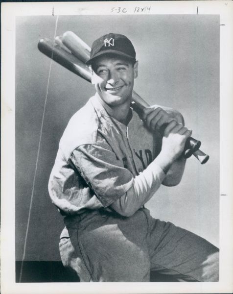1934 depiction Lou Gehrig New York Yankees "The Sporting News Collection Archives" Original File Copy 7.5" x 9.5" Photo (Sporting News Collection Hologram/MEARS Photo LOA)