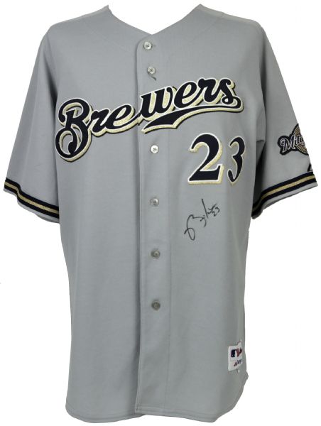 2005 Rickie Weeks Milwaukee Brewers Signed Game Worn Rookie Road Jersey (MEARS A10)
