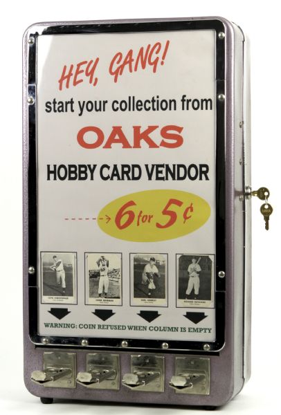 1940-50s Oaks Card Vending Machine with Oakland Oaks Baseball Cards - PCL