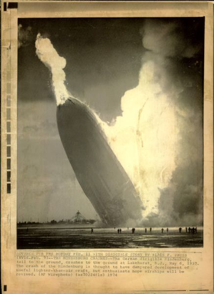 1930s Hindenburg Zepplin "The Chicago Sun Times Archives" Original Photos (Chicago Sun Times Hologram/MEARS Photo LOA) - Lot of 6