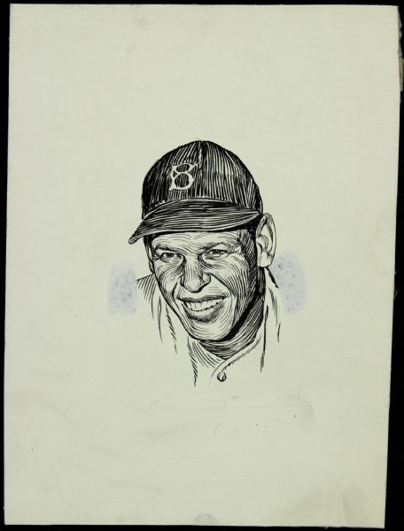 1926-31 Babe Herman Brooklyn Dodgers "TSN" Original Illustration Artwork (Sporting News Collection Hologram/MEARS LOA) Unique, 1:1 - Lot of 2