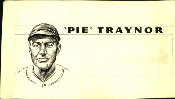 1920-35 circa Pie Traynor Pittsburgh Pirates "TSN" Original Illustration Artwork (Sporting News Hologram/MEARS LOA) Unique, 1:1