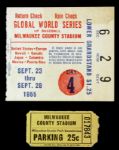 1955 First Global World Series Program Ticket & Roster Sheet