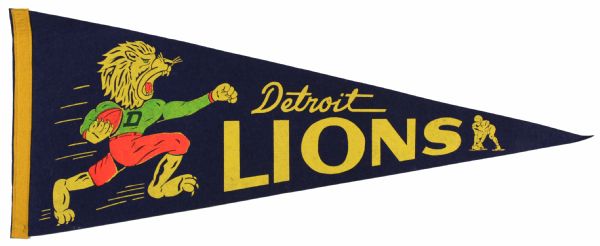 1950s Detroit Lions Full Size 29" Football Pennant