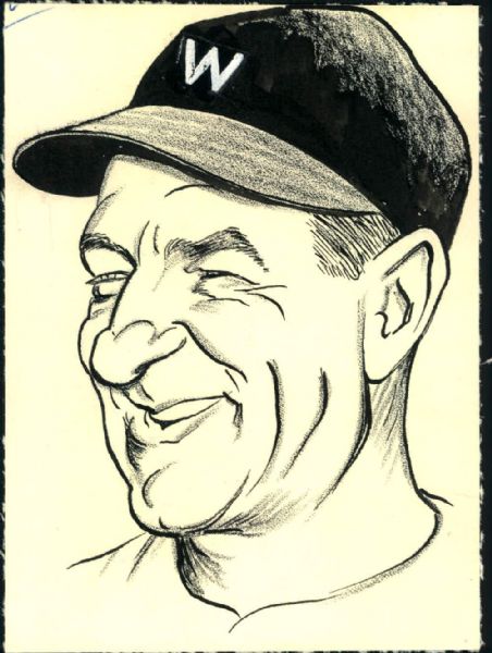 1935-42 Bucky Harris Washington Senators "TSN" Original Illustration Artwork (Sporting News Collection Hologram/MEARS LOA) Unique, 1:1