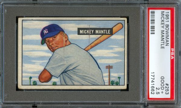 1951 Bowman Yankees Mickey Mantle Rookie #253 PSA 2.5