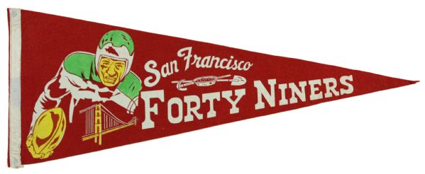 1950s San Francisco Forty Niners Full Size 29" Football Pennant
