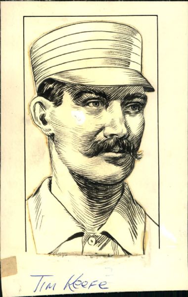 1880s circa Tim Keefe New York Giants "TSN" Original Illustration Artwork (Sporting News Hologram/MEARS LOA) Unique, 1:1