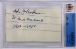 Les Backman signed 3x5 Index Card (BVG/JSA Authentic & Encapsulated)