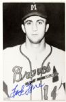1957 circa Frank Torre Milwaukee Braves Signed Postcards - Lot of 2 - JSA