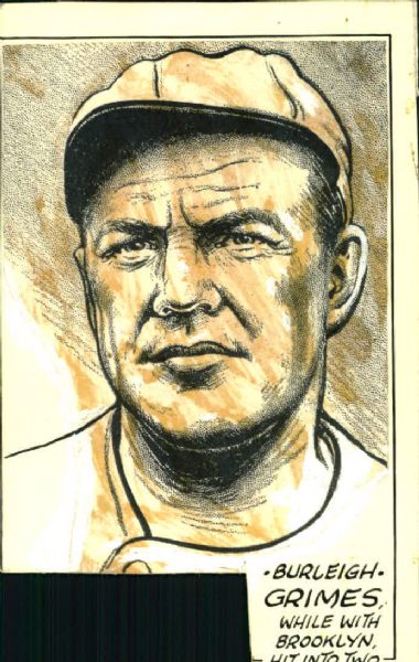 1925 Burleigh Grimes Brooklyn Dodgers "TSN" Original Illustration Artwork (Sporting News Collection Hologram/MEARS LOA) Unique, 1:1