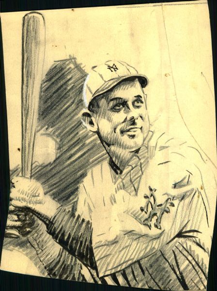 1925-27 Bill Terry New York Giants "TSN" Original Illustrations Artwork (Sporting News Collection Hologram/MEARS LOA) Unique, 1:1
