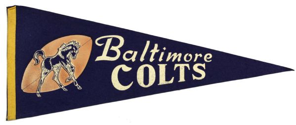 1950s Baltimore Colts Full Size 29" Football Pennant