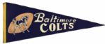 1950s Baltimore Colts Full Size 29" Football Pennant