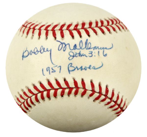 1950s-60s Milwaukee Braves Single Signed ONL Baseball Lot - 9 Signatures - JSA 