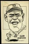 1926-31 Babe Herman Brooklyn Dodgers TSN Original Illustration Artwork (Sporting News Collection Hologram/MEARS LOA) Unique, 1:1 - Lot of 2