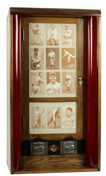1930-40s Chicago Exhibit Oak Floor Model Card Vending Machine with Lights