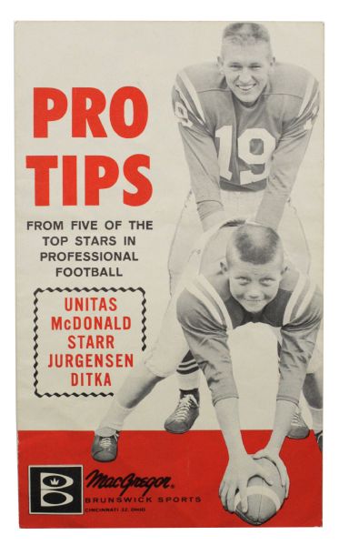 1960s circa Pro Tips featuring Johnny Unitas Bart Starr & Mike Ditka - Baltimore Colts, Green Bay Packers