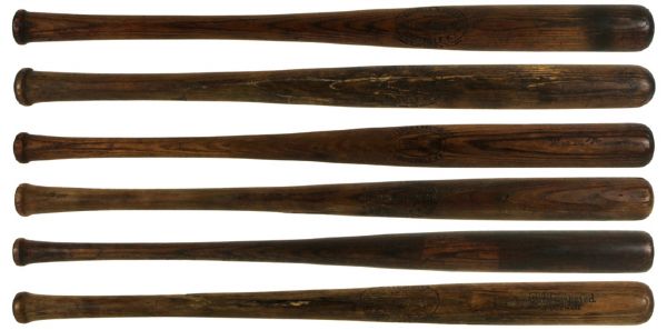 1911-20 Lot of (6) H&B Louisville Slugger Professional Model Side Written Dead Ball Era Game Used Bats (MEARS LOA)