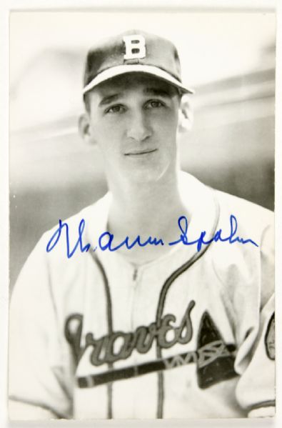 1950s Warren Spahn Milwaukee Braves Signed Card (JSA)