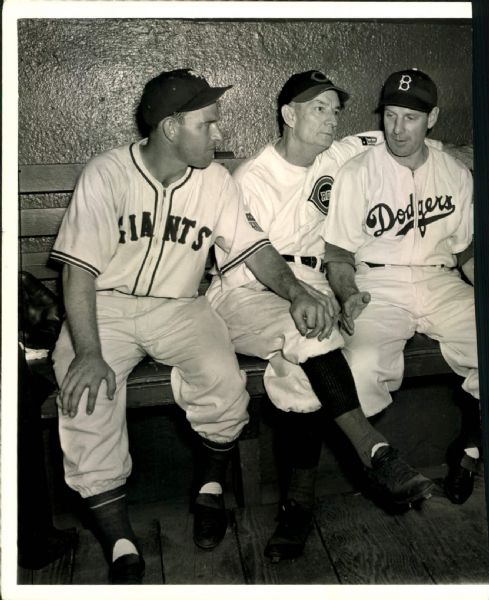 1942 Mel Ott New York Giants Leo Durocher Brooklyn Dodgers "The Sporting News Collection Archives" Original Photo (Sporting News Collection Hologram/MEARS Photo LOA)